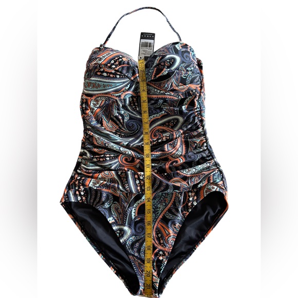 RELLECIGA one piece strapless paisley swimsuit size medium NWT - Picture 10 of 11